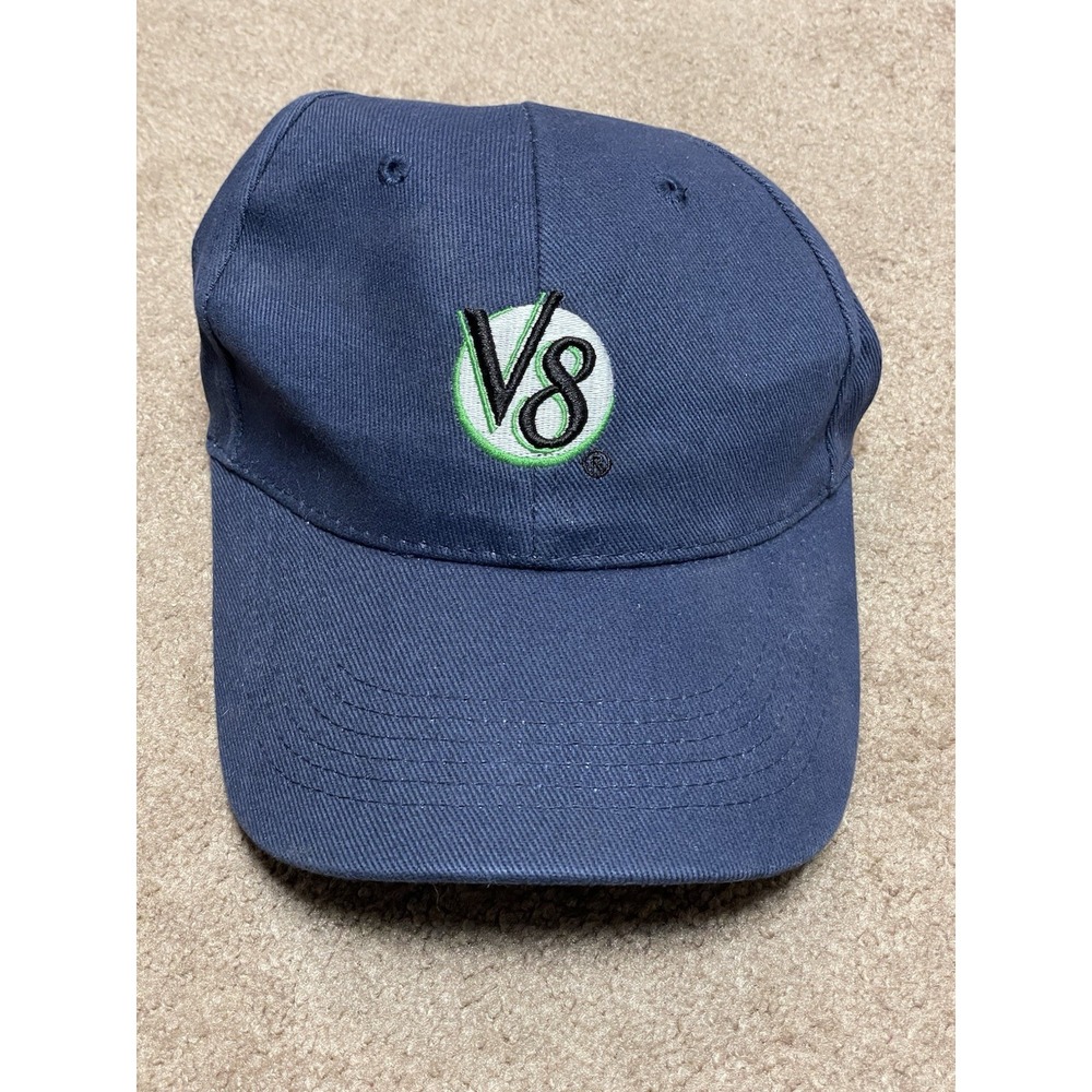 Vintage V8 Veggie Juice Drink Promotional Hat‎ Ball Cap Adjustable Clasp Blue